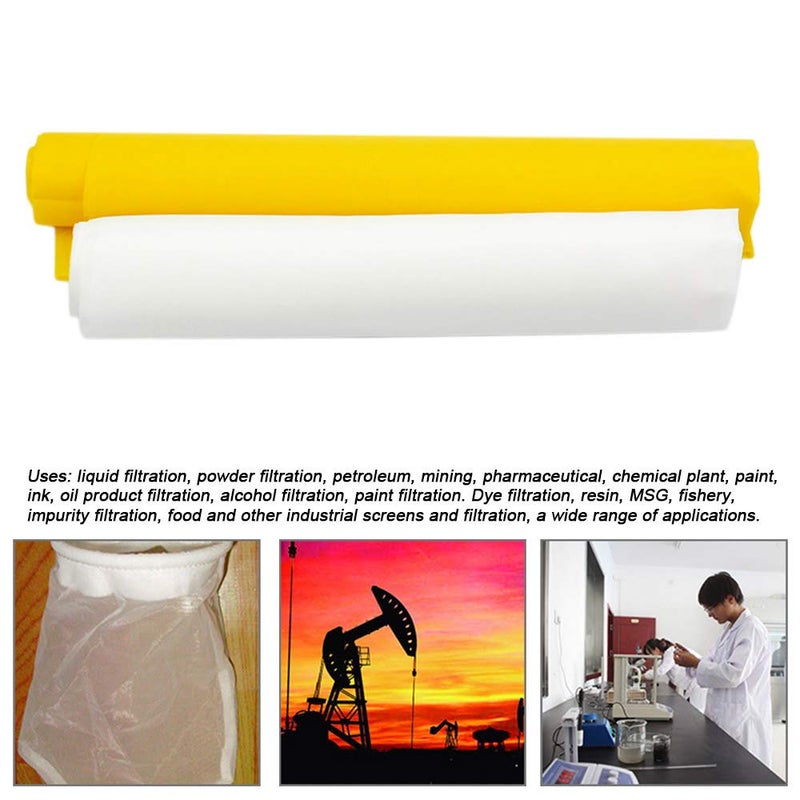 ETPUVIUMBE Silk Screen Printing Mesh, 100/110/120/140/160/180/200/250/300Mesh, White Yellow for Screen Printing Machine Equipment Accessories, Filter Painting, Polyester Fabric (160M/64T White) - Image 2